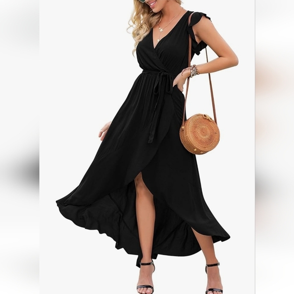 Elegant Black Wrap Dress NWT - Picture 1 of 11
